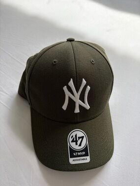 47 New York Yankees Cap in Olive Green with White Logo